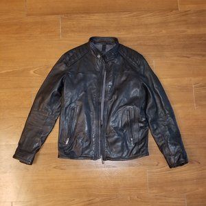 Massimo Dutti Leather Jacket Black M